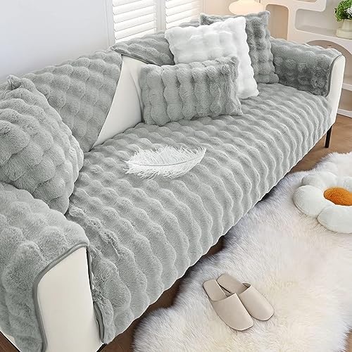 Hufu Kaninchen Plüsch Sofa Überzug L Form, Funny Fuzzy Sofabezug, Winter Sofa Cover Sofa Auflage, Antirutsch Super Weiche Couchüberzug Ecksofa U-Form 1 2 3 4 Sitzer von Hufu