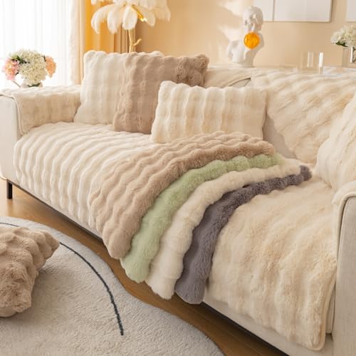 Hufu Kaninchen Plüsch Sofa Überzug L Form, Funny Fuzzy Sofabezug, Winter Sofa Cover Sofa Auflage, Antirutsch Super Weiche Couchüberzug Ecksofa U-Form 1 2 3 4 Sitzer von Hufu