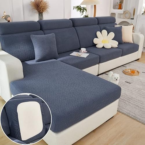 Hufu Sofa Sitzkissenbezug, Stretch Sofabezug L Form, rutschfest Sofa überzug 1/2/3 Sitzer, Sofahussen Couch überzug Sofaschoner für L-Förmig, Chaiselongue etc von Hufu