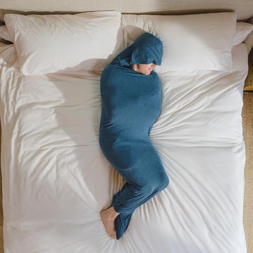 Hug Sleep - Hooded Sleep Pod Move - Wearable Cooling Sensory Compression Blanket - Shark Tank - Machine Washable - Weighted Blanket Alternative - Sleep Sack For Adults Kids & Teens - Turqoise - Small von Hug Sleep