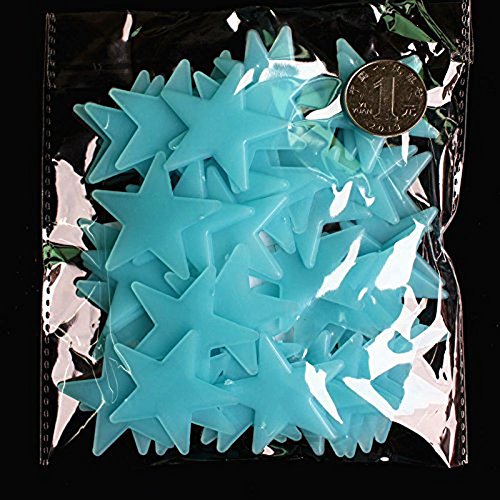 HugeStore 50 Stück Leuchtsterne Sterne Aufkleber Leuchtsticker Wandaufkleber Dekoration für Kinderzimmer und Schlafzimmer Blau von HugeStore