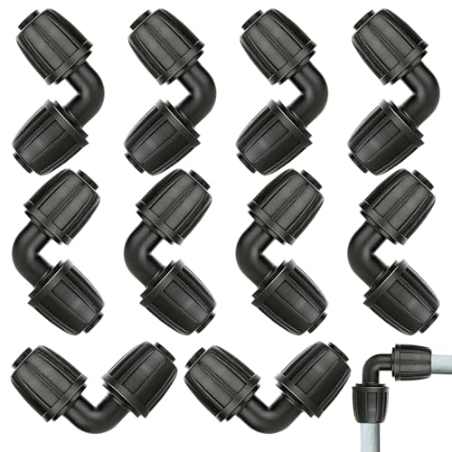 10 Stück Micro-Drip-System L-Stück 13 mm (1/2 Zoll), Ellenbogen Rohrverbinder für die Richtungsänderung des Verlegerohres, Wiederverwendbar, Robust und Langlebig - für Gartenbewässerung von Hugfads