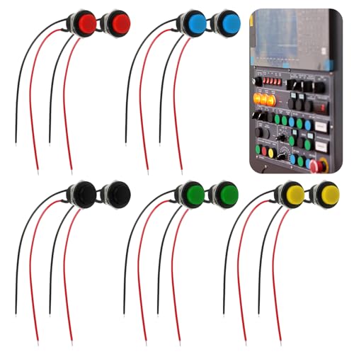 10 Stück Mini Rund Momentary Taster, Vorverkabelt, 16mm Druckknopf, 2 Pin Runder Druckschalter für KFZ, Boot, Arduino DIY - 3V-6V-12V-24V 10 Stück Mini Rund Momentary Taster, Vorverkabelt, 16mm Druckknopf, 2 Pin Runder Druckschalter für KFZ, Boot, Arduino DIY - 3V-6V-12V-24V von Hugfads