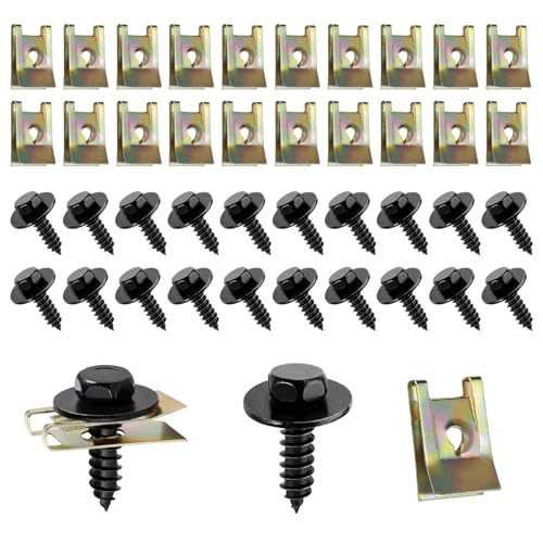 20er Set Blechmutter Schraube Mutter Clip Kit - Hochwertige Metallbefestigung - U-Typ Karosserieschrauben - Kotflügelclip Blechmuttern Befestigung Clips für Autos 20er Set Blechmutter Schraube Mutter Clip Kit - Hochwertige Metallbefestigung - U-Typ Karosserieschrauben - Kotflügelclip Blechmuttern Befestigung Clips für Autos von Hugfads