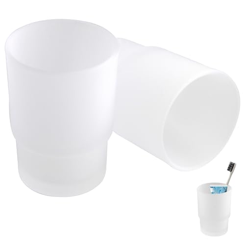 2er Set Zahnputzbecher aus satiniertem Glas, Elegantes Badezimmer-Zubehör für Wandmontage Zahnpflegebecher mit 200 ml Fassungsvermögen, Mattes Design für stilvolle Etikett von Hugfads