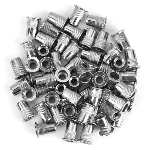 100 Stück M6 Edelstahl Nietmuttern, Flachkopf Nietmuttern für Metall & Kunststoff - Runder Flachkopf mit Innengewinde, Rutschhemmendes Design, Vielseitige Anwendun 100 Stück M6 Edelstahl Nietmuttern, Flachkopf Nietmuttern für Metall & Kunststoff - Runder Flachkopf mit Innengewinde, Rutschhemmendes Design, Vielseitige Anwendun von Hugfads