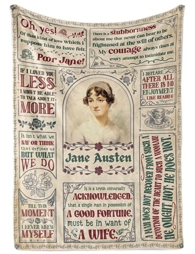 Huglanket Jane Austen Geschenke für Frauen, Flanelldecke, 127 x 165 cm, personalisiertes Jane Austen-Geschenk für Geburtstag, Erntedankfest, Weihnachten von Huglanket