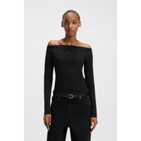 HUGO Blue Langarmshirt "Dolder", schulterfrei, mit Strasssteinbesatz vorn HUGO Blue Langarmshirt "Dolder", schulterfrei, mit Strasssteinbesatz vorn von Hugo Blue