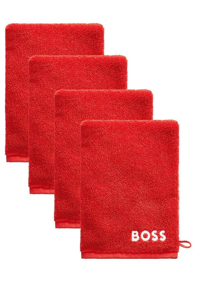 Hugo Boss Home Handtücher 4er-Set Waschhandschuhe, (4-St), mit modernem Design von Hugo Boss Home