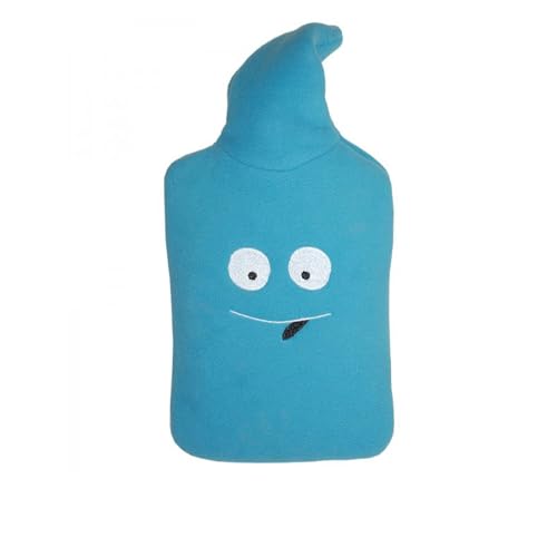 Hugo Frosch Kinder Öko-Wärmflasche 0,8 l mit Double-Fleecebezug hellblau Smiley von Hugo Frosch