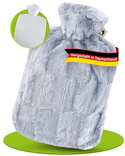 Hugo Frosch Wärmflasche Klassik 1,8 l mit Bezug Tierfelloptik Grau von Hugo Frosch