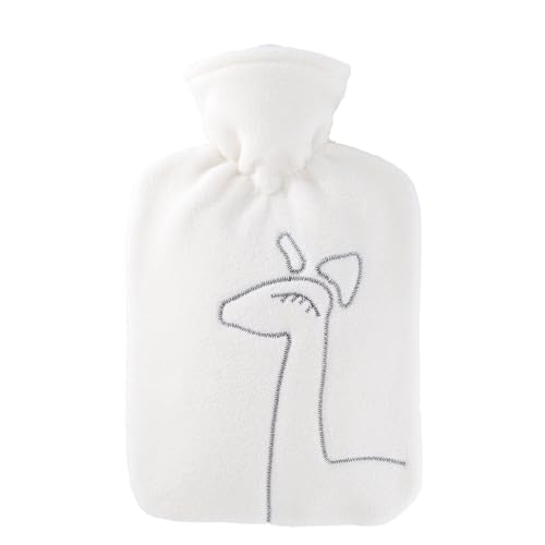 Hugo Frosch Wärmflasche Klassik 1,8 l mit Doublefleecebezug Giraffe weiß von Hugo Frosch