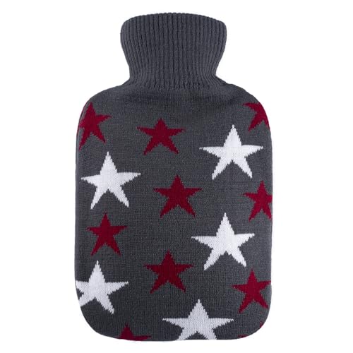 Hugo Frosch Wärmflasche Klassik 1,8 l mit Strickbezug Sterne bordeaux von Hugo Frosch