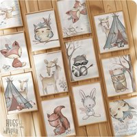 Kinderzimmer Bilder [A4] Babyzimmer Deko Wald Tiere Poster von Hugs4Paper