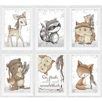 Kinderzimmer Poster 6Er Set Babyzimmer Bilder Boho Waldtiere Tiere Kinderzimmer Poster 6Er Set Babyzimmer Bilder Boho Waldtiere Tiere von Hugs4Paper