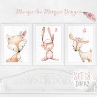 Kinderzimmer Poster | A3 Waldtiere Babyzimmer Bilder Mädchenzimmer Baby Deko Boho Kinderzimmer Poster | A3 Waldtiere Babyzimmer Bilder Mädchenzimmer Baby Deko Boho von Hugs4Paper