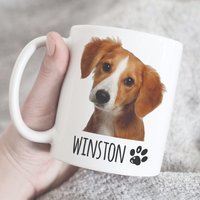 Personalisierte Haustier Kaffeetasse, Hundefototasse, Hundeliebhaber Hundetasse, Personalisiert Mit Dem Foto Und Namen Ihres Hundes, Hundepfote Tasse von HugsWithTheMugs