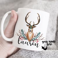 Personalisierte Tasse, Brautjungfer Geschenk, Braut Aquarell Hirsch Becher, Einzigartige Personalisiertes Boho Becher von HugsWithTheMugs