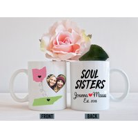 Seelenschwestern Tasse, Benutzerdefinierte Kaffeetasse Mit Foto Und Text, Beste Freundin Geschenk Für Schwester, Schwester Personalisiertes von HugsWithTheMugs