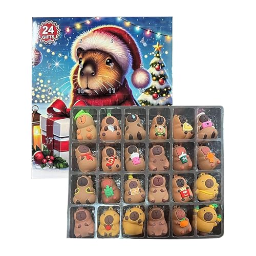 Capybara Adventskalender 2025, Weihnachts Countdown Kalender mit 24 Stück C-apybara Miniaturpuppe, Niedliche 3D Capybara Figurines Weihnachtskalender für Junge Mädchen Kinder Capybara Adventskalender 2025, Weihnachts Countdown Kalender mit 24 Stück C-apybara Miniaturpuppe, Niedliche 3D Capybara Figurines Weihnachtskalender für Junge Mädchen Kinder von Hugsweet