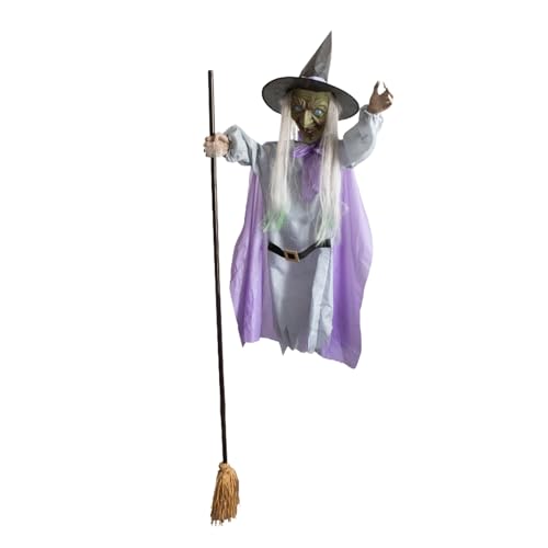 Halloween Animierte Dekorationen - 6ft Outdoor Scary Flying Hover Hexe, Fliegende Hexe Halloween Dekorationen Mit Gruseligen Sounds & L-ichtern Hallo ween Animierte Requisiten Für Gartenharten Im von Hugsweet