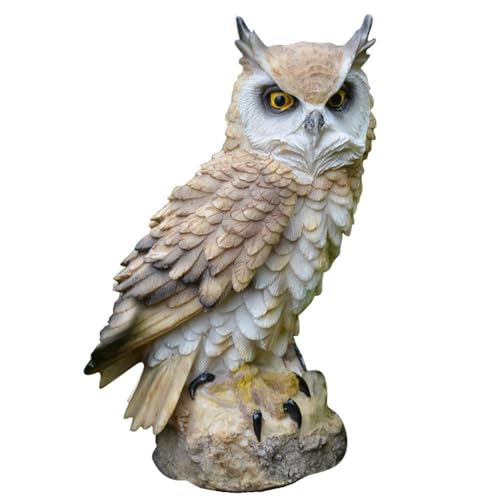 Hugsweet Harz Eule Dekor | Innovative Eule Ornamente Eule Figuren für Garten Blumentöpfe Dekor, Eule Gartenstatue zum Verscheuchen von Vögeln, 11 × 8 x 18cm von Hugsweet