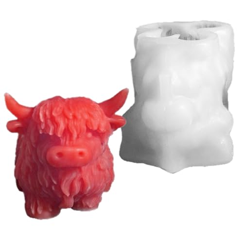 Kuhharzform - Lebensmittelqualifiziertes Hochland -Kuhformular, tierische Gussharzform 3D Highland Kuh Silikonform für Kuchen Snack W-achs Gummi - Backseife Süßigkeiten Handwerk von Hugsweet