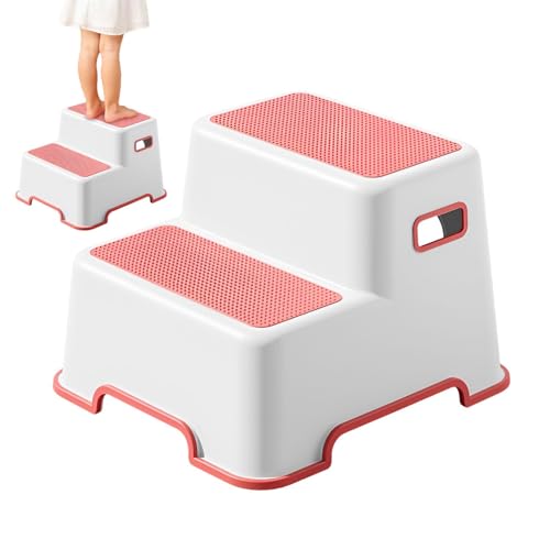 Tritthocker Kinder, 2 Stufen, Der Sichere Kinder Tritthocker Mit Anti-Rutsch-Basis&Trittstufen, Robuster Hocker, Töpfchen-Tritthocker Für Kinder,Für Badezimmer, Waschbecken Und Toilette,Stabil& Leicht von Hugsweet