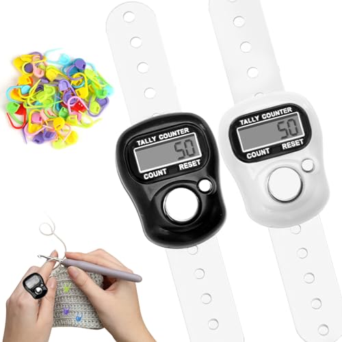 2 Stück Elektronische Fingerzähler, Mini Handzähler für Digit LCD-Display, Reihenzähler für Sport, Maschenzähler Rundenzähler Stricken Zurücksetzbarer, mit Maschenmarkierer Häkel Verschlussclip 2 Stück Elektronische Fingerzähler, Mini Handzähler für Digit LCD-Display, Reihenzähler für Sport, Maschenzähler Rundenzähler Stricken Zurücksetzbarer, mit Maschenmarkierer Häkel Verschlussclip von Hugwait