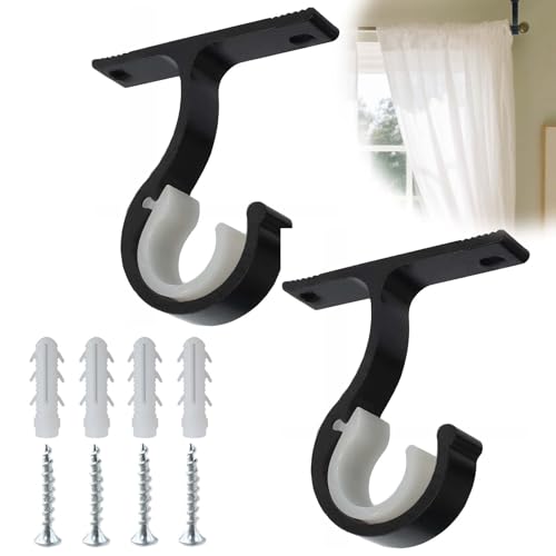 2 Stück Vorhangstangen Halterungen für 20-28 mm Durchmesser, Robuste Aluminiumlegierung Gardinenstangen Halterung, Verstellbare Gardinenstange Deckenmontage Mit Schrauben (Schwarz) 2 Stück Vorhangstangen Halterungen für 20-28 mm Durchmesser, Robuste Aluminiumlegierung Gardinenstangen Halterung, Verstellbare Gardinenstange Deckenmontage Mit Schrauben (Schwarz) von Hugwait