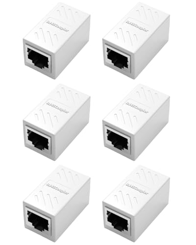 6 Stück RJ45 Kupplung 10Gbps, Verbinder Geschirmter Cat7/Cat6a/Cat5e, LAN Netzwerkkabel Adapter für Ethernet Kabelverlängerung, Kupplung RJ45 Buchse zu Buchse DSL Netzwerk Koppler Weiß 6 Stück RJ45 Kupplung 10Gbps, Verbinder Geschirmter Cat7/Cat6a/Cat5e, LAN Netzwerkkabel Adapter für Ethernet Kabelverlängerung, Kupplung RJ45 Buchse zu Buchse DSL Netzwerk Koppler Weiß von Hugwait