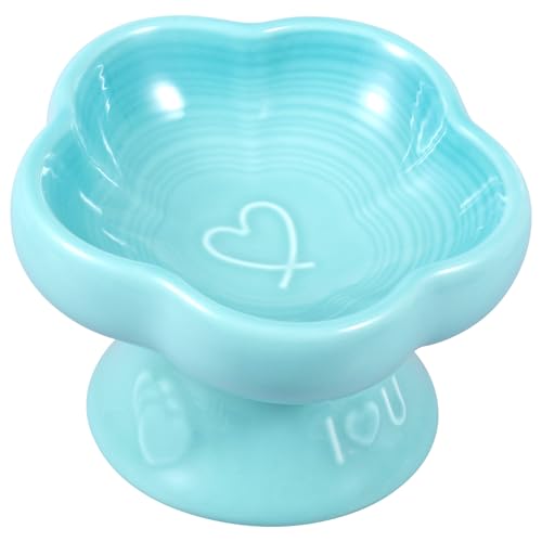 Futternapf Katze,Katzennapf Aus Keramik,230 ml Napf,Katzennapf Erhöhter mit Neigung,Wassernapf für kleine Hunde Katzen(Blau) von HuhWafee