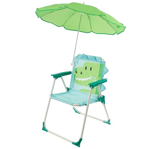 HuhWafee Kids Beach Stuhl mit Sun Regenschirm Süßes Tier Tragbare Klappstühle Parasol Kindercampingstuhl mit Sonnenschirm Leichter Strandstuhl für Park Garden Trips Outdoor Terrasse(Blau) von HuhWafee