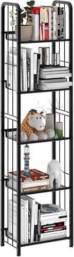 Leiterregal, Bücherregal mit 5 Ebenen, Freistehendes Regal, Büroregal, Standregal, Stabiler Metallrahmen, Lagerregal für Wohnzimmer, Schlafzimmer, Büro, Arbeitszimmer, Industrieller Stil, Schwarz Leiterregal, Bücherregal mit 5 Ebenen, Freistehendes Regal, Büroregal, Standregal, Stabiler Metallrahmen, Lagerregal für Wohnzimmer, Schlafzimmer, Büro, Arbeitszimmer, Industrieller Stil, Schwarz von Huhote