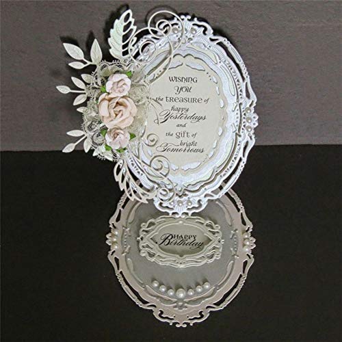 Huhuswwbin Metal Cutting Scrapbooking Cutting Dies,Oval Frame DIY Scrapbooking Pr?gekarten Album Foto Handwerk Metall Stanzformen - Silber, Pr?gewerkzeug von Huhuswwbin