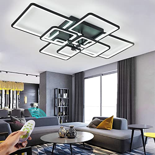 Modern LED Deckenleuchte Dimmbar Wohnzimmerlampe Deckenlampe LED Deckenleuchte Wohnzimmer 120W 8 Wohnzimmer Lampen Led Deckenleuchte Rechteckig mit Fernbedienung,Kreative Acryl Rechteck Design LED von Huichun