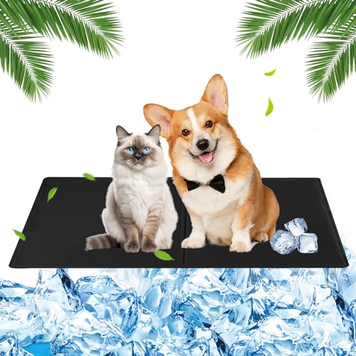 Kühlmatte Hund 40 x 50cm Kühlmatte für Hunde Katze mit Ungiftiges Gel, Kühldecke für Hunde Klein, Hundekühlmatte Selbstkühlend für Hunde Katzen(Schwarz) von Huifengjie