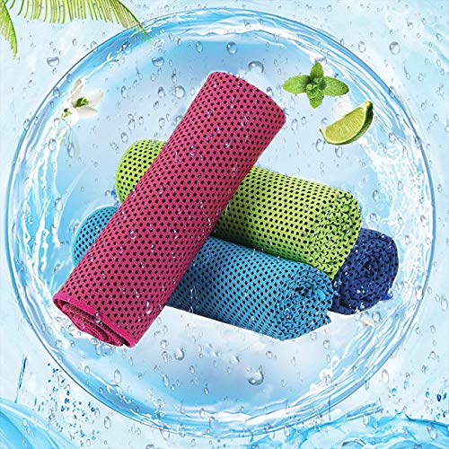 kühltücher 4er Set,cool down towel,Kühlendes Handtuch Set Sofortige Relief Eiskalt Kühlen Handtuch Atmungsaktives Mesh Schweißsaugfähig,30x100cm, für Yoga Fitness, Camping, Reisen, Freizeit & mehr von Huifengjie