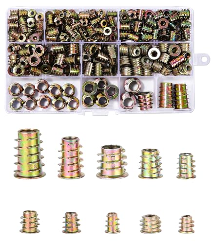 236 Stück Einschraubmutter Gewindeeinsatz Holz, M4 M5 M6 M8 M10 Zink-legierung Einschraubmuffen, Holzmöbel Gewindeeinsätze, Innensechskantmuttern Sortiment für Holzmöbel Gewindeeinsätze von Huifoo