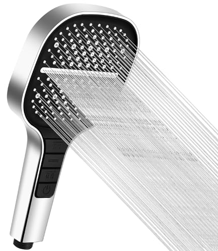 Duschkopf Wassersparend mit Stopptaste, Duschkopf Regendusche mit 7 Strahlarten, Handbrause, Sparduschkopf, Regendusche Duschkopf Druckerhöhend, Gross Duschbrause, Shower Head Chromoberfläche von Huifoo