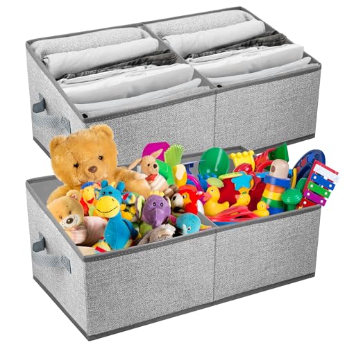 Huiguli 2er Set Kleiderschrank Organizer, Faltbarer Schrank Organizer Kleiderschrank Aufbewahrungsbox mit Griff, Für Kleidung, Spielzeug, Bücher, 50 x 28 x 21 cm von Huiguli