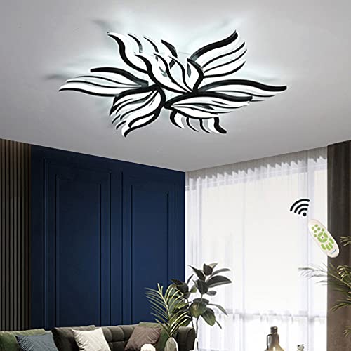 LED Deckenleuchte Dimmbar Wohnzimmerlampe mit Fernbedienung Schlafzimmer Deckenlampe Modern Deckenbeleuchtung Schwarz Kreative Design Schlafzimmerlampe Dimming Farbwechsel Decke Licht 9 heads 90W von Huilefu