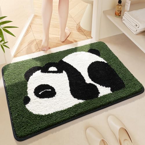 Huilimei Cartoon-Panda-Badezimmerteppich, niedlicher rutschfester Plüsch-Badteppich, maschinenwaschbar und trocknergeeignet, verdickte rutschfeste Matte für Eingangstür von Huilimei