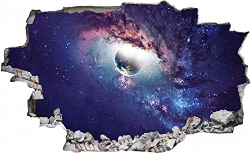 3D-Effekt Wandtattoo Aufkleber Durchbruch selbstklebendes Wandbild Wandsticker Stein Wanddurchbruch Wandaufkleber Tattoo,Planet Weltall Universum,Größe:50x75cm von Huin