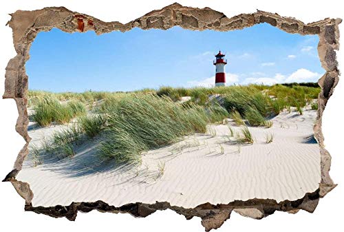 3D-Effekt Wandtattoo Aufkleber Durchbruch selbstklebendes Wandbild Wandsticker Stein Wanddurchbruch Wandaufkleber Tattoo,Strand Düne Nordsee,Größe:60x90cm von Huin