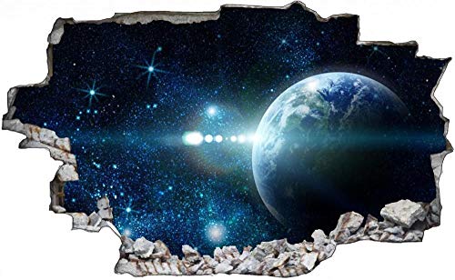 3D Wandtattoo Mauerloch Wandsticker Wandaufkleber Durchbruch selbstklebend Schlafzimmer Wohnzimmer Kinderzimmer,Planet Erde Weltall All Galaxy,Größe: 70x110cm von Huin