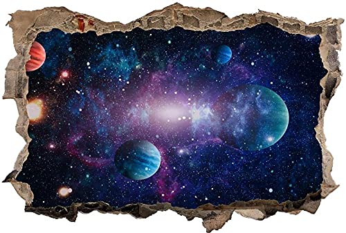 3D Wandtattoo Mauerloch Wandsticker Wandaufkleber Durchbruch selbstklebend Schlafzimmer Wohnzimmer Kinderzimmer,Planetenuniversum,Größe 70x110cm von Huin