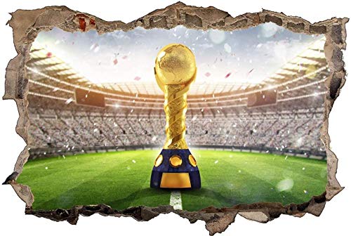 3D Wandtattoo Mauerloch Wandsticker Wandaufkleber Durchbruch selbstklebend Schlafzimmer Wohnzimmer Kinderzimmer,Pokal Stadion Fußball,Größe: 50x75cm von Huin