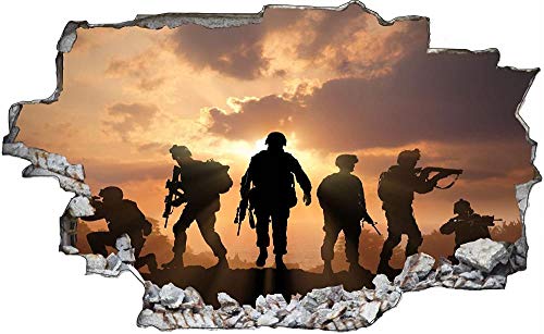 3D Wandtattoo Mauerloch Wandsticker Wandaufkleber Durchbruch selbstklebend Schlafzimmer Wohnzimmer Kinderzimmer,Soldat Soldier Armee Army Militär,Größe: 60x90cm von Huin