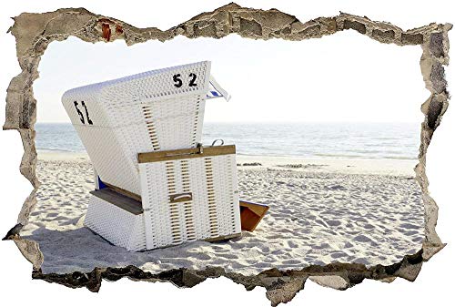 3D Wandtattoo Mauerloch Wandsticker Wandaufkleber Durchbruch selbstklebend Schlafzimmer Wohnzimmer Kinderzimmer,Strandkorb Meer Strand Beach,Größe: 60x90cm von Huin